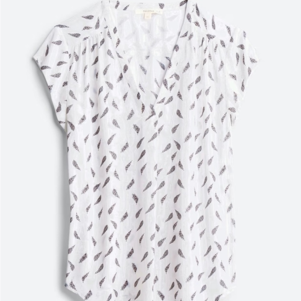 Elegant White Feather Print Blouse